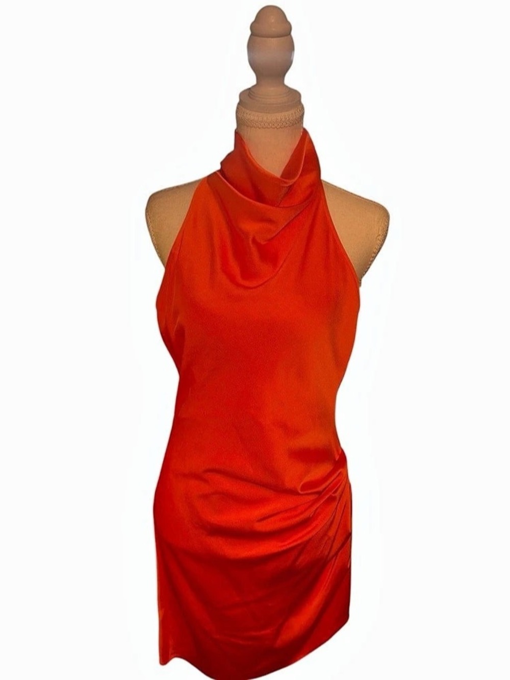 Glam Gianni Bini Orange Satin Backless Halter Mini Dress 4 NWT Y2K Cocktail